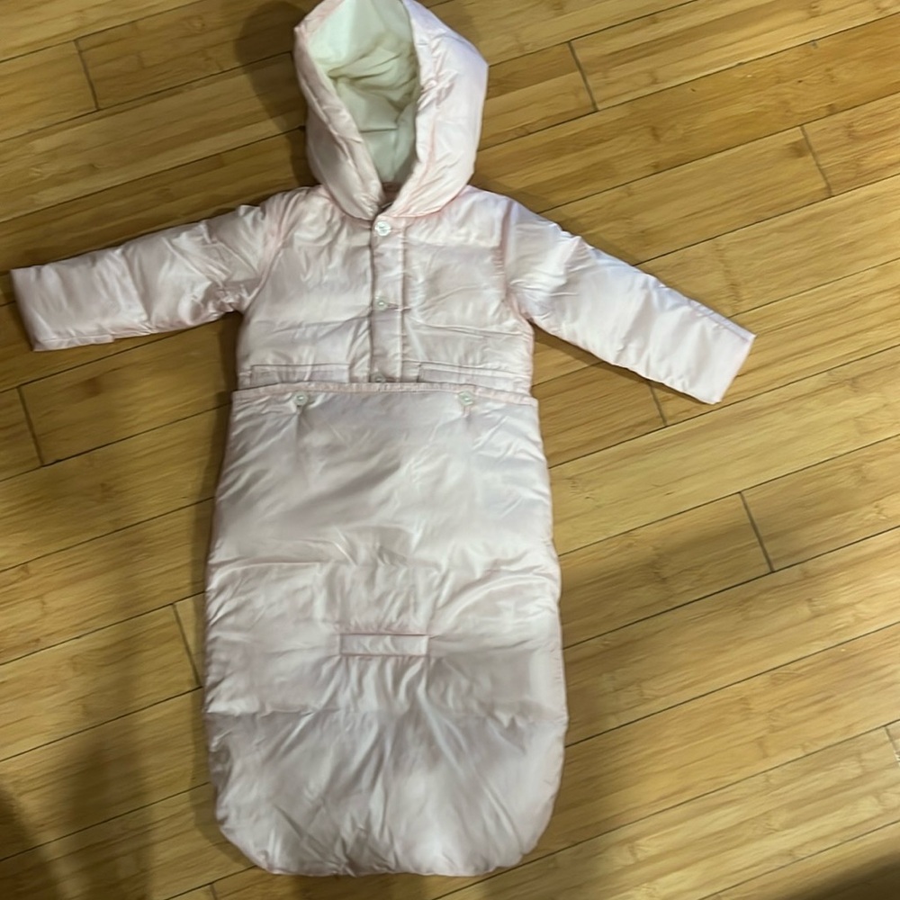 Convertible  baby girl down filled bunting size 9m.